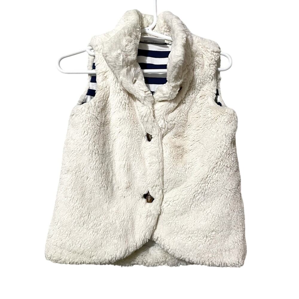 Hanna Andersson White Faux Fur Vest 90 Kids Girls 3T Fall Winter Jacket